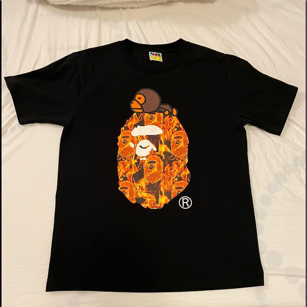 Bape Orange Flame Tee